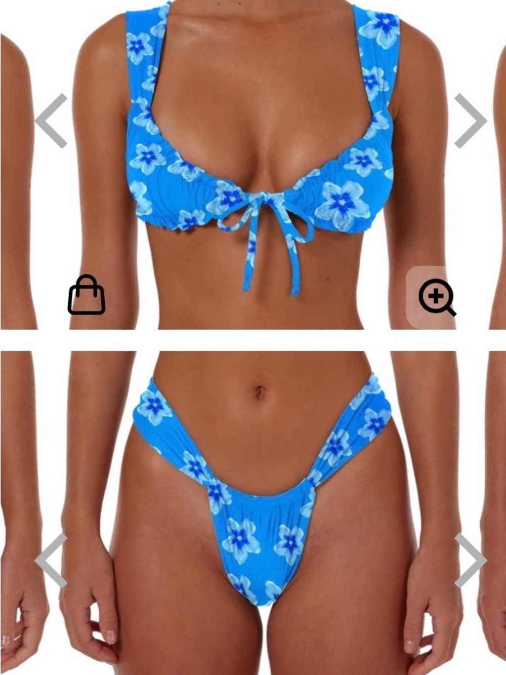 Blue Floral Tie-Front Bikini Set - Women Swim